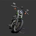 Green Cruiser Motorcycle With Black Seat Chrome Exhaust And Alloy Wheels On Dark Reflective Surface