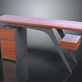 Modern Wooden Desk with Metal Legs Drawer Cabinet and Small Shelf