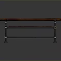 Classic Wooden Desk With Red Tabletop Black Frame And Metal Accented Legs