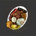 Tasty Breakfast Platter With Fried Egg Avocado Sausage Beans And Hash Browns
