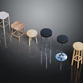 Different Types of Stools With Wooden Seats And Metal Legs In Various Colors
