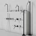 Modern Bathroom Faucets With Various Handles And Shower Components 3d model