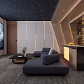 Modern Home Theater Interior Design with Starry Ceiling Large Screen and Comfortable Sofa 3d model