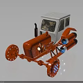 Red Tractor With White Cabin And Blue Exhaust Pipes On Black Background