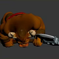 Muscular Horned Minotaur Mythical Creature With Red Skin Holding Battle Axe Fierce Expression