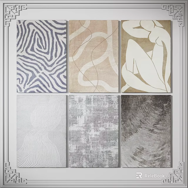 Decorative Square Rugs with Various Abstract Patterns and Textured Designs for Home Decor 3d model