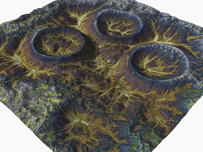 Natural Geological Formation With Circular Patterns And Blue Purple Yellow Textures 3d model