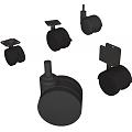 Black Caster Wheels With Various Designs And Metal Mounting Plates For Furniture