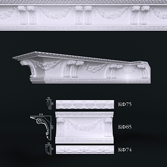 European style plaster line, corner line, skirting line 3d model