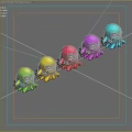 Colorful Small Cthulhu Style Figurines With Vibrant Hues And Monster Features