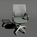 Ergonomic Office Chair With Mesh Backrest Green Fabric Seat Gray Armrests And White Base