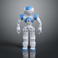 Blue And White Humanoid Robot Character For Game Anime With Futuristic Standing Design