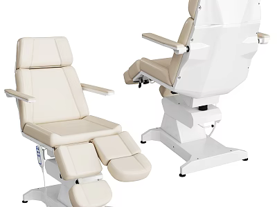 Adjustable Medical Stool with Beige Leather Seat Armrests and White Base 3d model