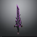 Decorative Purple Fantasy Sword With Intricate Patterns And Ornate Hilt