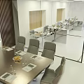 Modern Spacious Conference Room Interior With Wooden Table Ergonomic Chairs And Glass Partitions