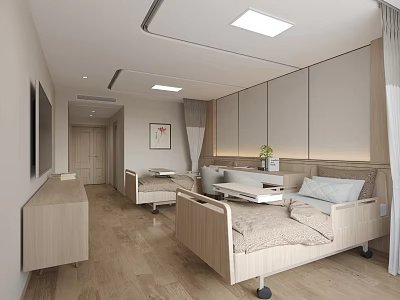 Hospital Outpatient Clinic Modern Ward With Medical Beds Simple Furniture And Lighting 3d model