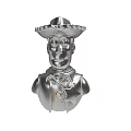 Silver Cowboy Sheriff Bust With Detailed Hat And Star Badge Decorative Figurine