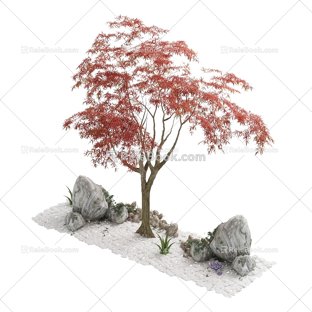 Modern maple garden maple rockery landscape 3d model