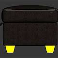 Dark Brown Fabric Ottoman With Storage Function And Stitched Details 3d model