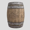 Traditional Wooden Barrel Equipment With Metal Hoops And Rustic Wooden Surface