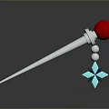 Silver Metal Clothing Accessory with Red Spherical Bead Blue Star Pendant and Small Beads