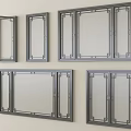 Modern Casement Windows With Various Styles And Gray Frames Mounted On Wall 3d model