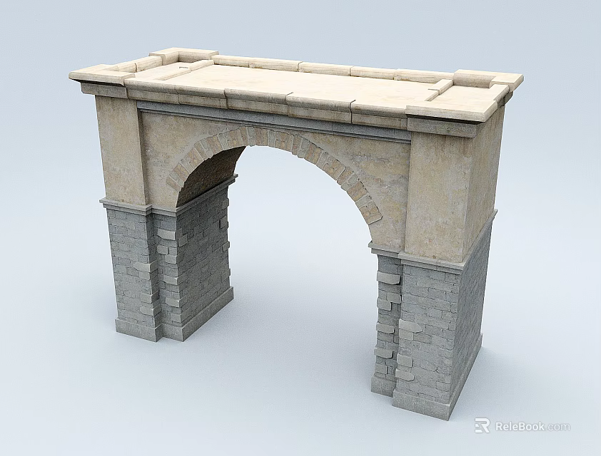 Classic Stone Archway With Column Bases And Raised Top Architectural Design 3d model 