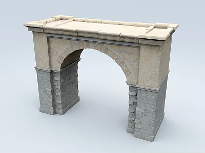 Classic Stone Archway With Column Bases And Raised Top Architectural Design 3d model