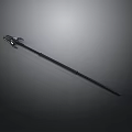 Detailed Black Spear With Three Pronged Head On Dark Background Under Focused Light