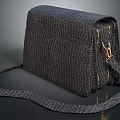 Stylish Dark Crocodile Texture Leather Handbag With Gold Hardware And Shoulder Strap