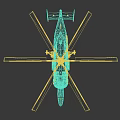 Gray Military Helicopter With Twin Main Rotors Red Star Emblem And Landing Gear