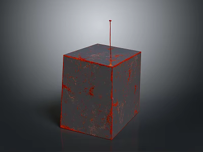 Modern Electronic Component Cube With Red Gray Surface And Top Rod Design 3d model
