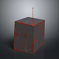 Modern Electronic Component Cube With Red Gray Surface And Top Rod Design
