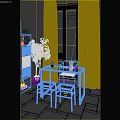 Serene Traditional Tea Room With Wooden Table Chairs Screen And Green Plant View