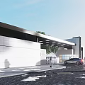 Modern gate school entrance gate tower sentry box gate 3d model