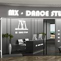 MX Dance Studio Modern Interior Design With Reception Desk And Green Plants For Dance Fitness