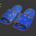 Blue Slippers with Floral Pattern and Pink Trim for Comfortable Daily Wear