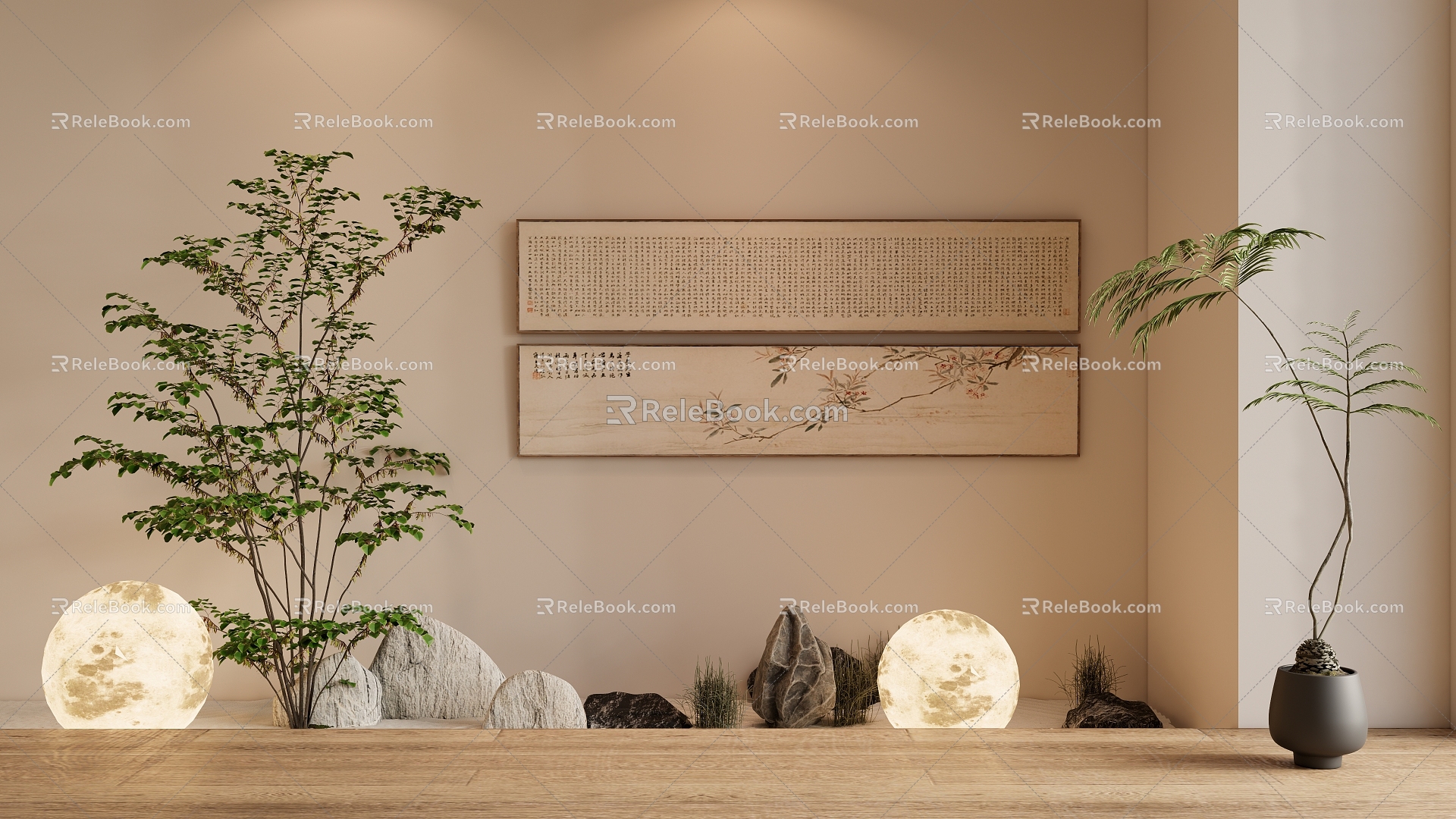 New Chinese-style interior landscape local landscape decorative painting 3d model