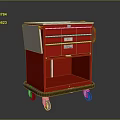 Red Cart With Multiple Drawers Mobile Casters And Flat Top Surface