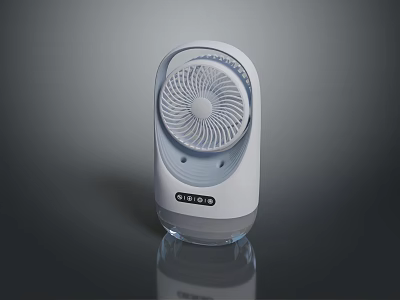 Gray White Desktop Computer Cooling Fan With Compact Design And Adjustable Controls 3d model