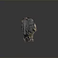 Detailed Natural Rock with Layered Gray Texture and Green Moss on Surface