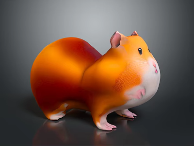 Cute Orange Hamster Toy Figure With Round Body And Pink Paws 3d model