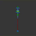 Ornate Magic Staff With Blue Green Orb And Gold Decorative Details
