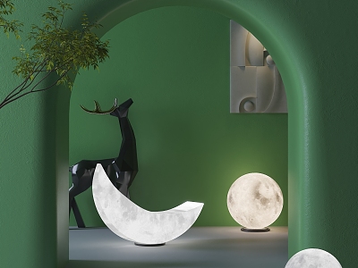 Modern Moon Light Crescent Light Atmosphere Light Grass Slope Light 3d model