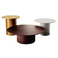 Modern Round Coffee Tables With Cylindrical Base In Various Colors 3d model