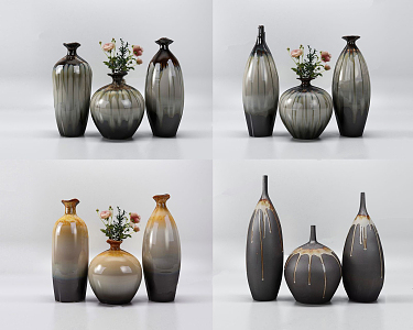 New Chinese Vase Ornaments Combination 3d model