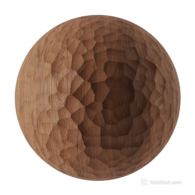Intricate Handcrafted Wooden Sphere with Geometric Carved Texture as Decorative Component for Modern Decor 3d model 