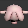 Cute Pink Pig Cartoon Character 3D Model Standing with Open Arms on Dark Background