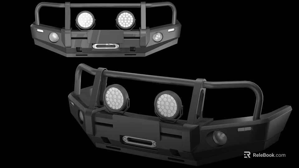 Car Front Bumpers Featuring Dual Angle Designs And LED Headlights 3d model
