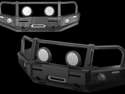 Car Front Bumpers Featuring Dual Angle Designs And LED Headlights 3d model